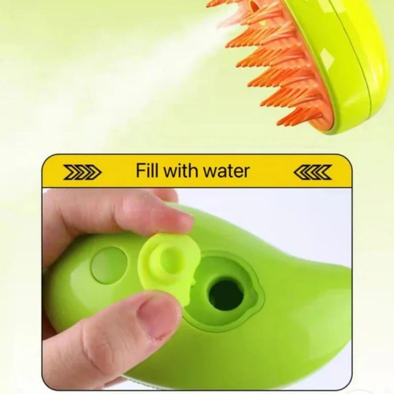 Escova A Vapor 3 Em 1 Autolimpante Para Massagem De Cães E Gatos De Estimação Remoção De Pêlos Removedor De Pêlos - Image 2