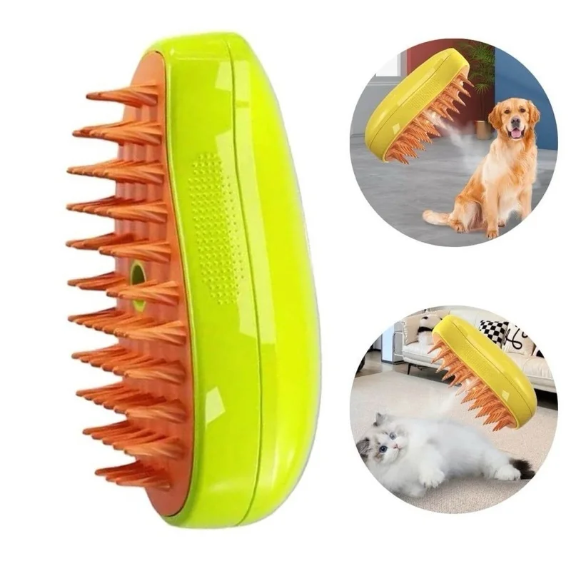Escova A Vapor 3 Em 1 Autolimpante Para Massagem De Cães E Gatos De Estimação Remoção De Pêlos Removedor De Pêlos - Image 3