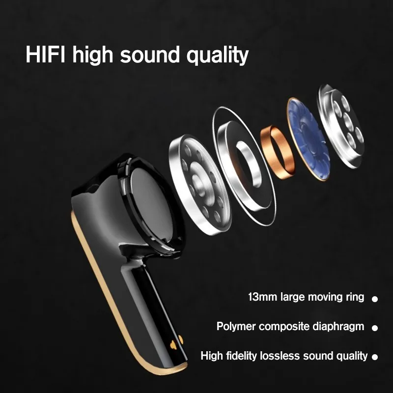 Fone De Ouvido Bluetooth 5.3 HIFI Estéreo Sem Fio Earbud Com Microfone HD Redução De Ruído Esportivo - Image 3