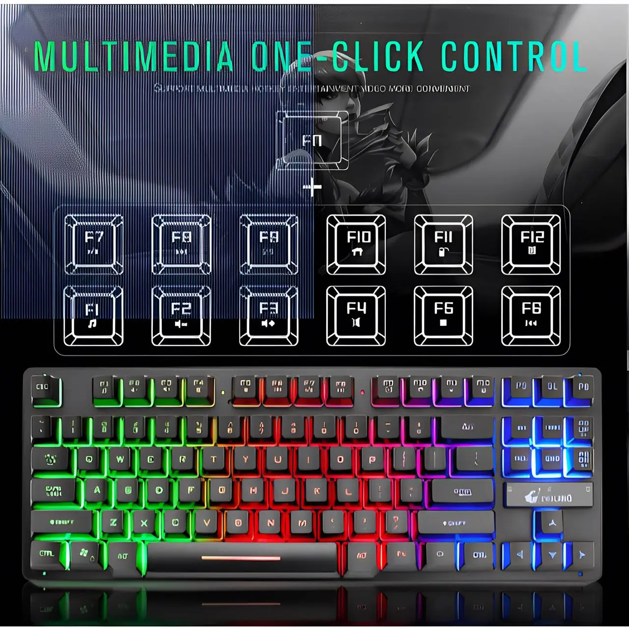 Teclado Gamer Semi-mecânico Rgb Anti-ghosting com led coloridas e 87 teclas com fio - Image 3