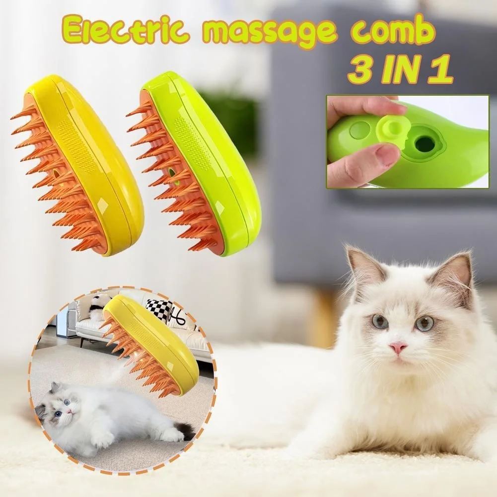 Escova A Vapor 3 Em 1 Autolimpante Para Massagem De Cães E Gatos De Estimação Remoção De Pêlos Removedor De Pêlos - Image 4
