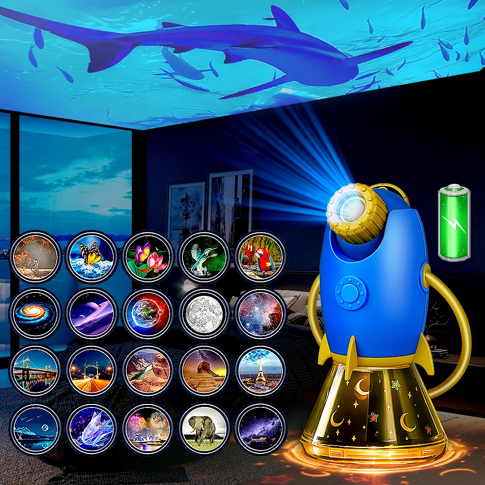 LED Galaxy Night Light Projetor com Bateria, Starry Sky Night Lamp, Rotação de 360 °, Quarto das Crianças, Quarto de Casa, Kids Birthday Toys