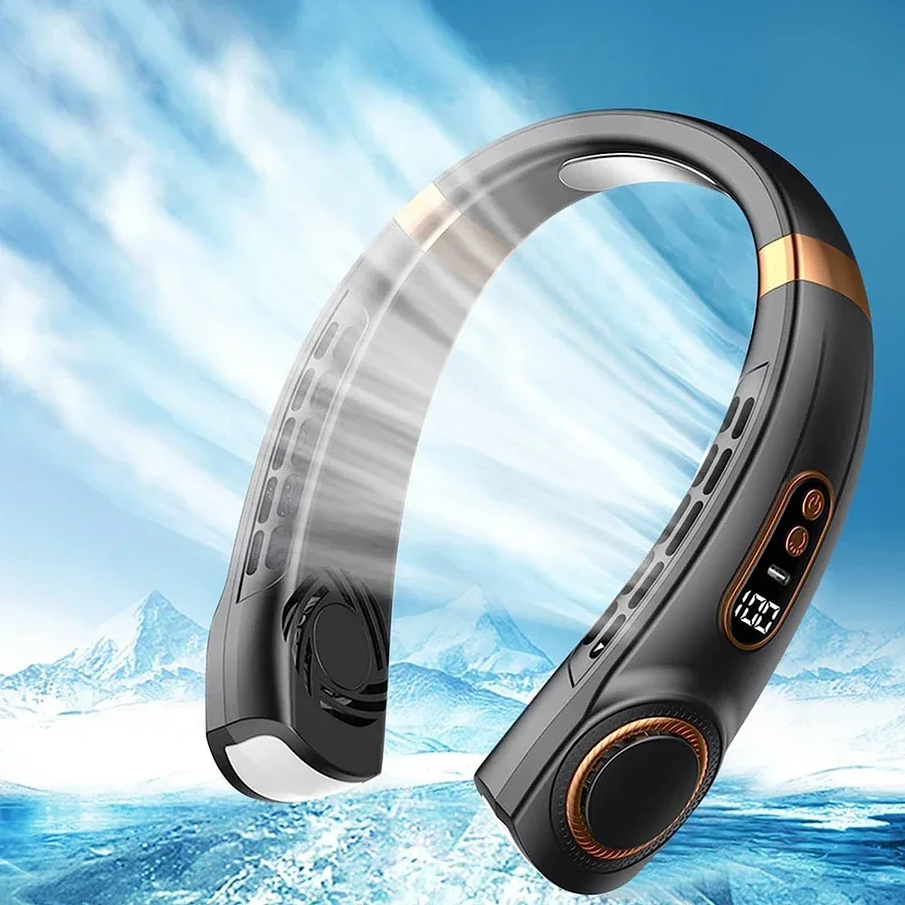 mini pendurado pescoço ventilador portátil bladeless pescoço ventilador refrigerador de ar display digital recarregável ar condicionado pescoço ventilador