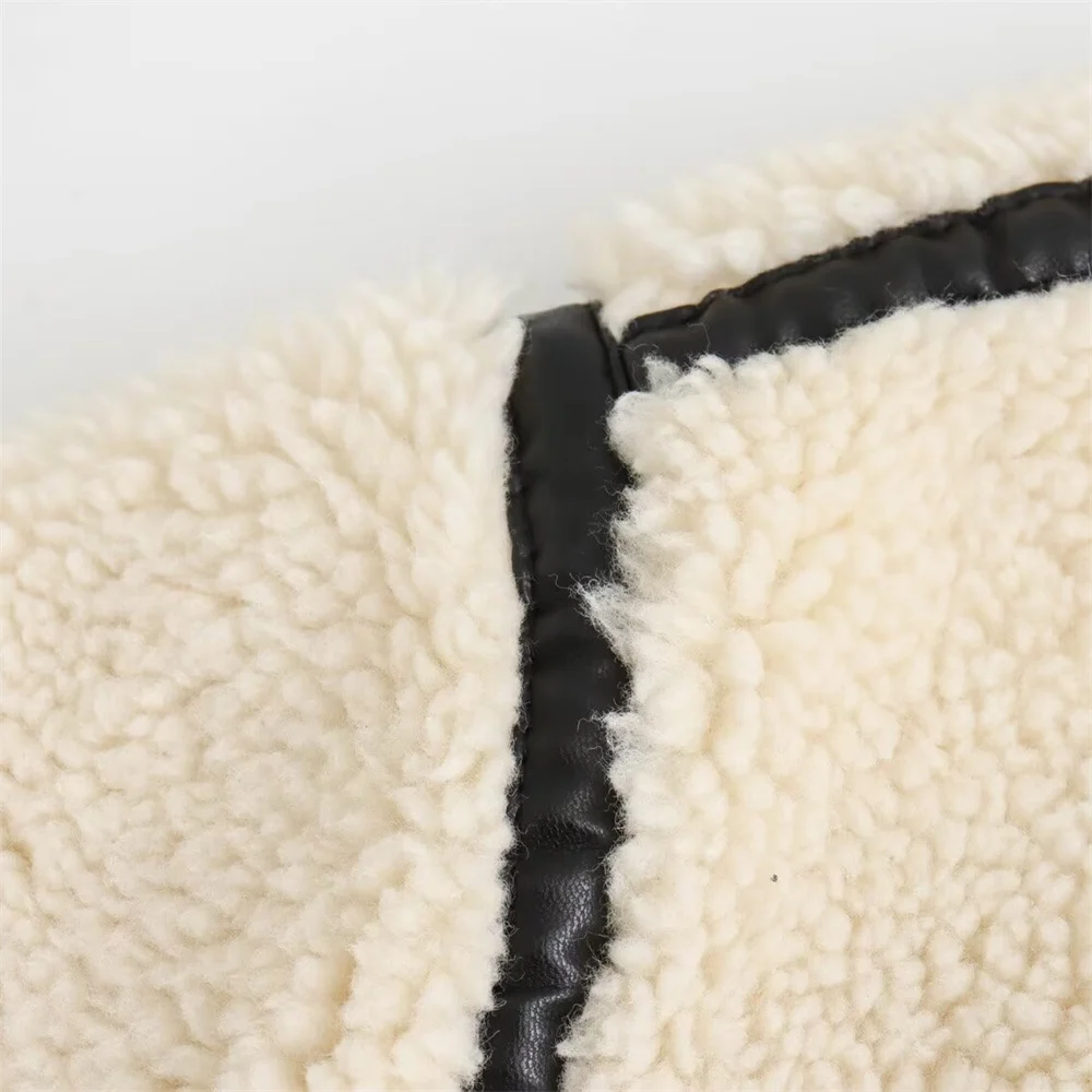 RARF-Casaco de motocicleta artificial efeito pele para mulheres, casaco estilo europeu e americano, integração pele, novo, outono, 2022 - Image 5